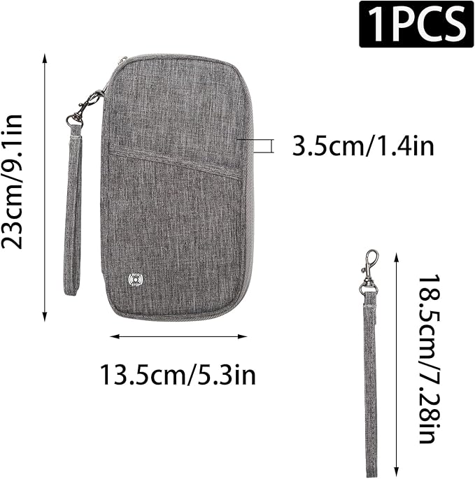 Waterproof Passport Holder for Travel Family, Travel Document Organizer with RFID Blocking, Portable Passport Wallet for Men Women (Grey)