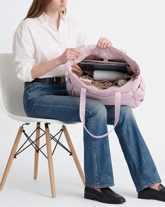 NISHEL Travel Puffy Tote Bag For Women, Ultra-Lightweight Large Tote Purse For Office Day And a Short Weekend Getaway