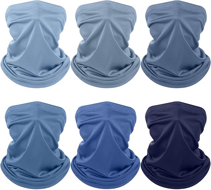 Geyoga 6 Pieces Summer UV Protection Cooling Neck Gaiter Face Clothing Neck Gaiter Mask Scarf Sunscreen Breathable Bandana