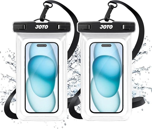 JOTO 2 Pack Universal Waterproof Phone Case for iPhone 17 Air 16 15 14 13 12 11 Plus Pro Max, IPX8 Cellphone Dry Bag XR X SE, Galaxy S23 S22 S21 S20+ S20 S10 Plus Note, Pixel up to 7" -Clear