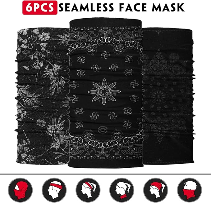 Neck Gaiter for Men Women Headwear Bandana Head Wrap Face Scarf Mask Cover Warmer Balaclava-Seamless & Versatile