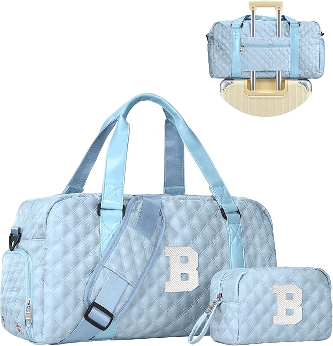 Elilier Carry on Bag Girls, Birthday Gifts Teen Girl Gift, Initial Travel Duffel Bag, Overnight Bag Girlfriend Birthday Kids Gifts, Gifts for Women, Mom, Sister, Teacher, Teen Girls