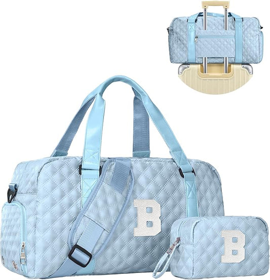 Elilier Carry on Bag Girls, Birthday Gifts Teen Girl Gift, Initial Travel Duffel Bag, Overnight Bag Girlfriend Birthday Kids Gifts, Gifts for Women, Mom, Sister, Teacher, Teen Girls