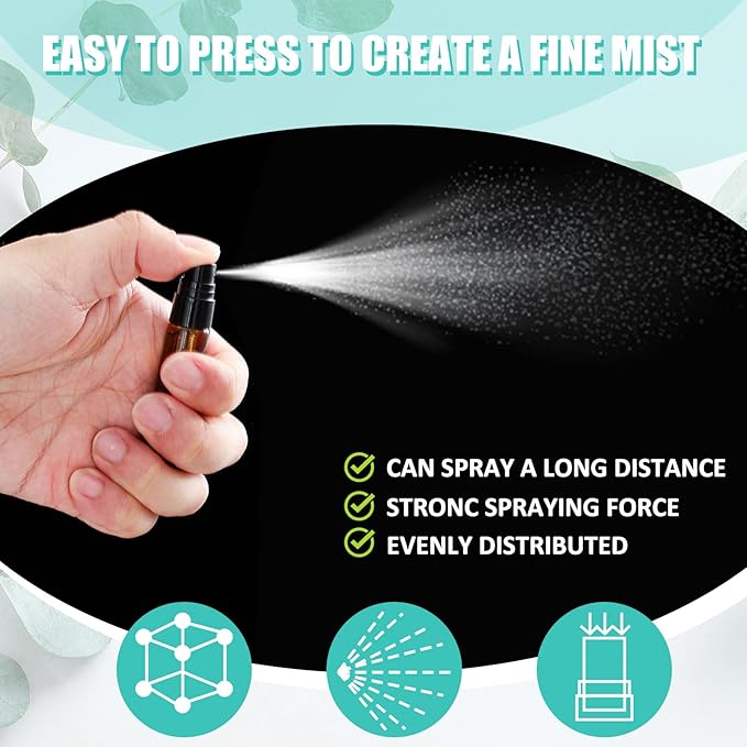 Zhehao 1 Pcs Mini Spray Bottles 5 ml Clear Glass Perfume Bottles Refillable Fine Mist Perfume Atomizer Portable Empty Sample Containers for Cleaning, Essential Oils, Travel (Amber)