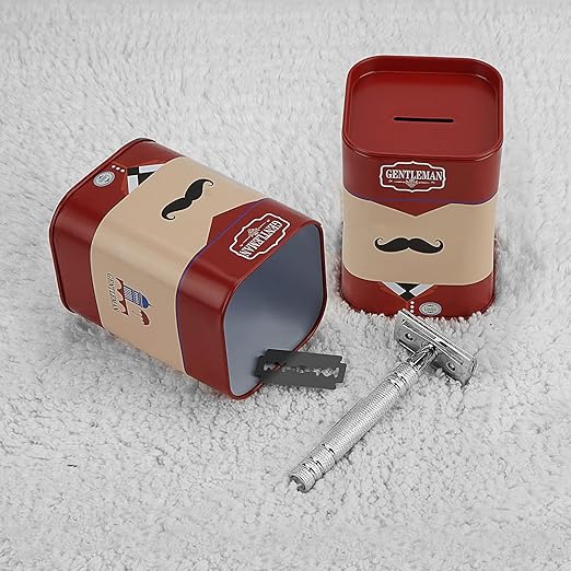 4 Pack Detachable Razor Blade Disposal Container for Used Safety Razor Blade, Large Capacity Iron Disposal Case (Red)