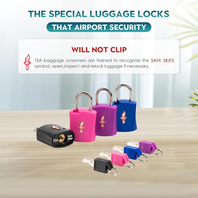 4 Pack TSA Approved Luggage Locks in Family Pack,Suitcase Lock TSA Approved;TSA Approved Travel Lock for Backpacks, Bags and Luggage That Airport Security Will not Clip, 4 Pack Mixed