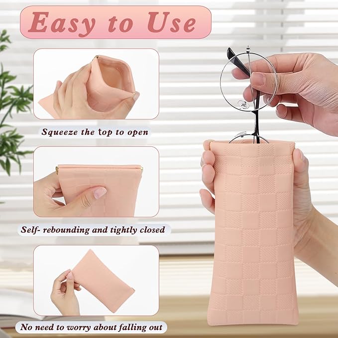 eyeglasses bag Soft Glasses bag, Portable Squeeze Top Sunglasses Case Travel for Women Girls