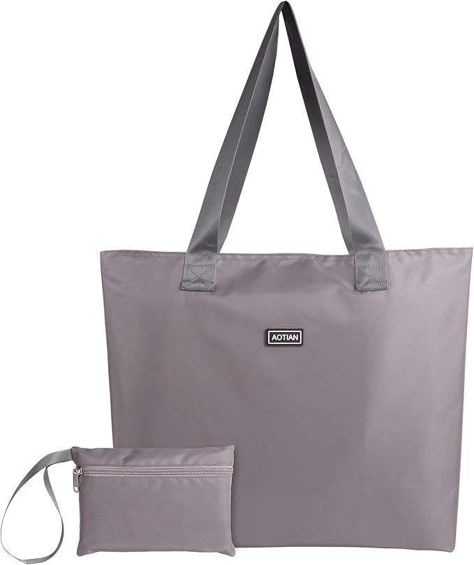 AOTIAN Heavy Duty 20 Liter Reusable Grocery Bags, Thickened Tear-Resistant Polyester Fabric Foldable Machine Washable Shopping Bags, Zipper Closure Water-Resistant Large Tote Bag Travel Gym Beach Bag