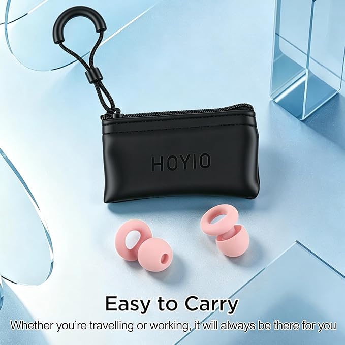 Ear Plugs for Noise Reduction–Super Soft, Reusable Hearing Protection in Flexible Silicone for Sleep, Noise Sensitivity & Flights-8 Ear Tips in XS/S/M/L–27dB Noise Cancelling–Pink