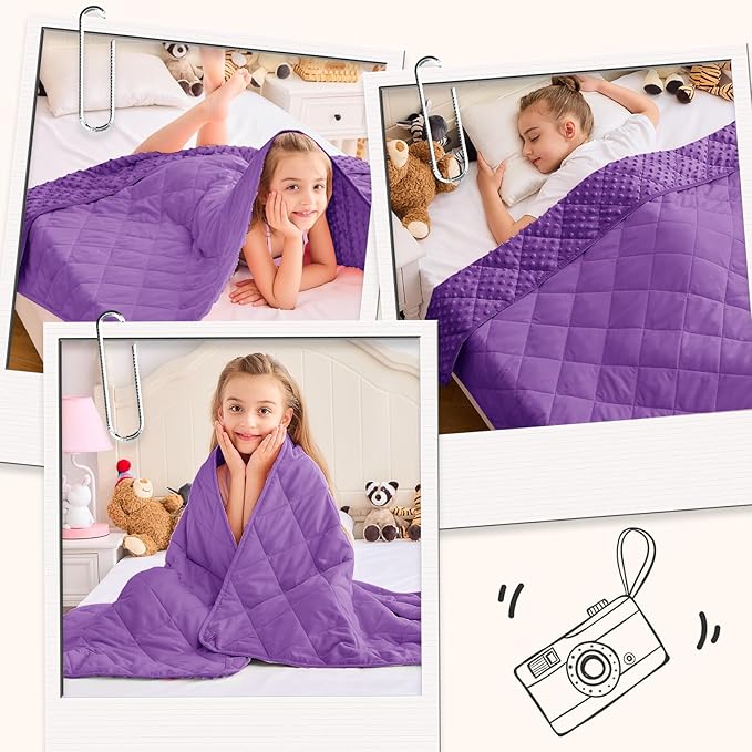 Purple Weighted Blanket Kids 10lbs, 40"x60", Twin Size Breathable Cooling Minky Heavy Throw Blanket for 80-120lbs, Soft Winter Thick Big Blankets Weighted Comforter Gifts for Sleeping