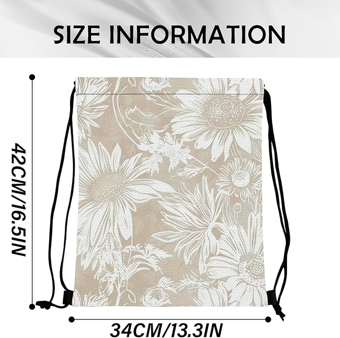 Drawstring Backpack Draw String Sports Bags for Gym Travel Beach Waterproof Cute Sackpack Men Women (13"×17")-Golden Sunflower