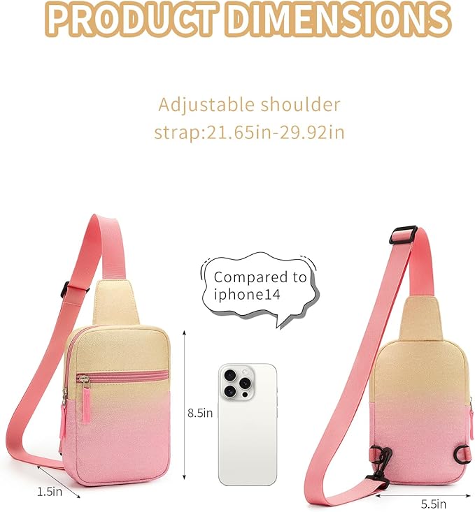 Birthday Gifts for 8 9 10 11 12 Year Old Teens Girls Kids, Fanny Pack Crossbody Bag Sling Belt Bags Purse, Dorm Travel Essentials for Girls Fashion, Preppy Tween Teen Girl Gift Trendy Stuff