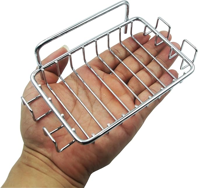 2 Pack Soap Dish for Shower Wall, Stainless Steel Soap Holder with 4 Hocks for Bathroom (Silver)