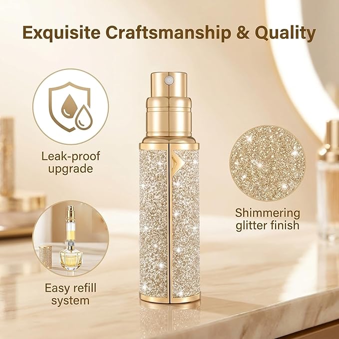 Travel Perfume Bottle Refillable,5ml Atomizer Travel Size,Valentine's Day Gift Portable Empty Spray Bottle Dispense Filling Atomizer,Leak-Proof TSA Perfume Travel Bottle