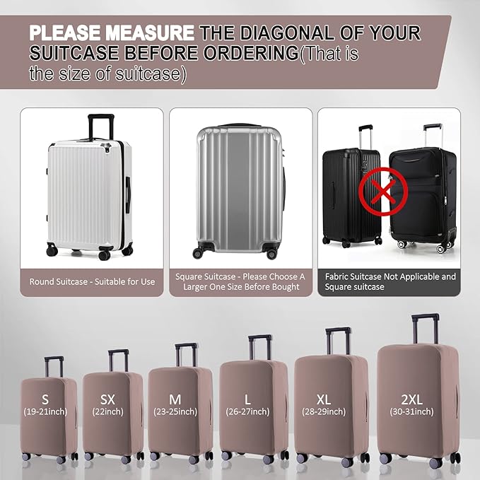 Travel Luggage Cover - Scratch-Resistant Fit 19-31 Inch, Khaki, L(26-27 inch)