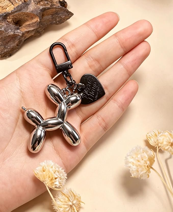 LAEKOU Jelly Balloon Dog Design Keychain for Women, Cute Girls Key Chain, Bag Charms Accessories for Car Purse Backpack