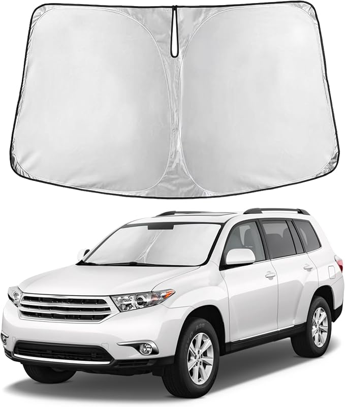 Autovir Windshield Sun Shade Fit for 2008-2011 2012 2013 Toyota Highlander Sunshade, Front Car Window Shades Sun Visor, Blocks UV Rays & Heat, Car Accessories