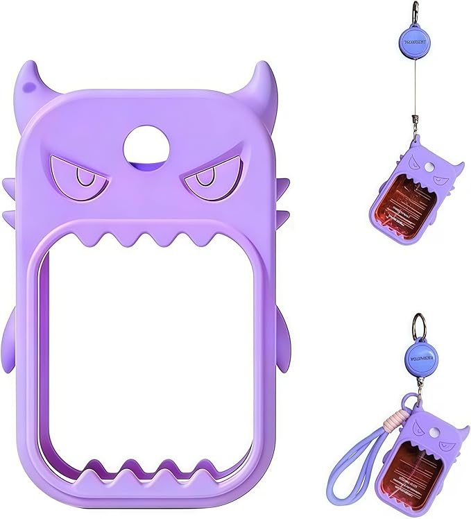 Silicone Case for Touchland 1FL.OZ Sanitizer. Cute protective holder with retractable lanyard & keyring.