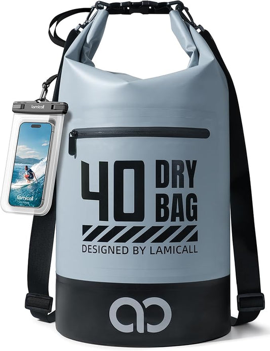 Lamicall Dry Bag Waterproof Backpack - [Durable & Floating] 5L/10L/20L/30L/40L Large Water Proof Bag with Waterproof Phone Case for Kayaking, River Rafting, Lake, Float Trip, Tubing Essentials