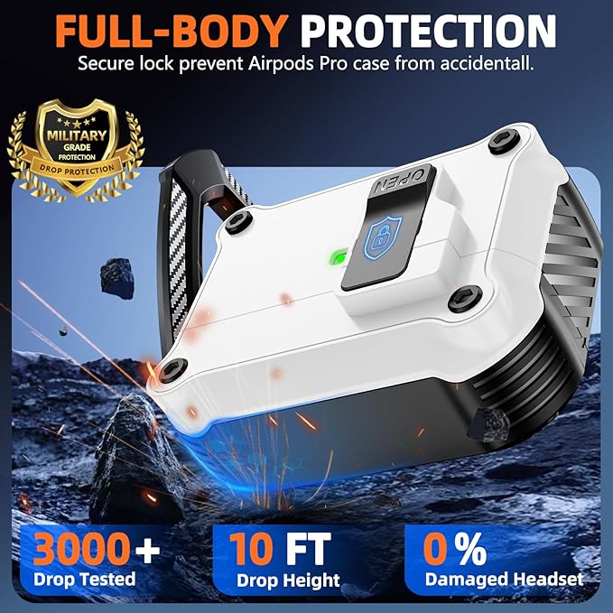 Pohgelan Compatible with AirPods Pro 2nd/1st Case,Magnetic Automatic Lock with Cleaning Kit,Compatible with Magsafe Cover -White