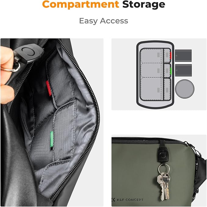 K&F CONCEPT Camera Sling Bag Crossbody Bag Waterproof Camera Shoulder Backpack DSLR/SLR/Mirrorless Camera Case