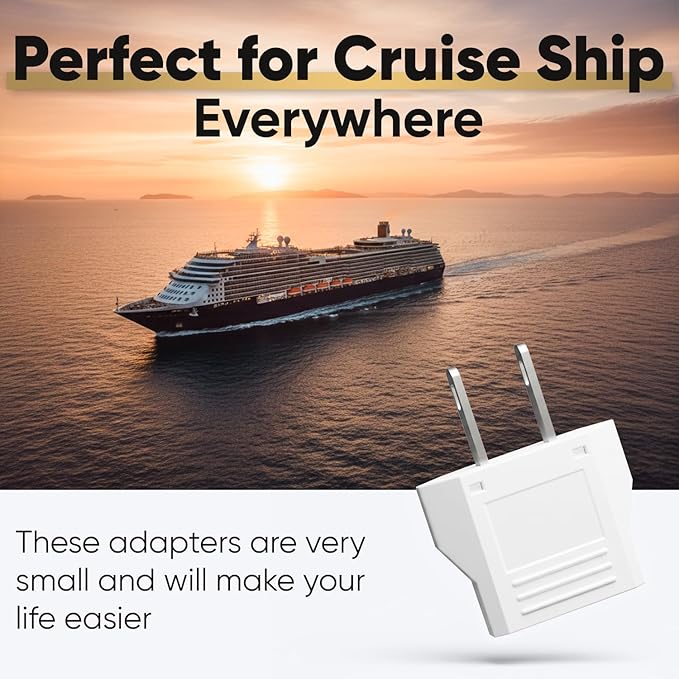 Unidapt Small European to American Outlet Plug Adapter, EU to US Adapter, Universal Input Europe/Asia to USA/Canada Travel Power Plug Adapter, 1-Pack, White