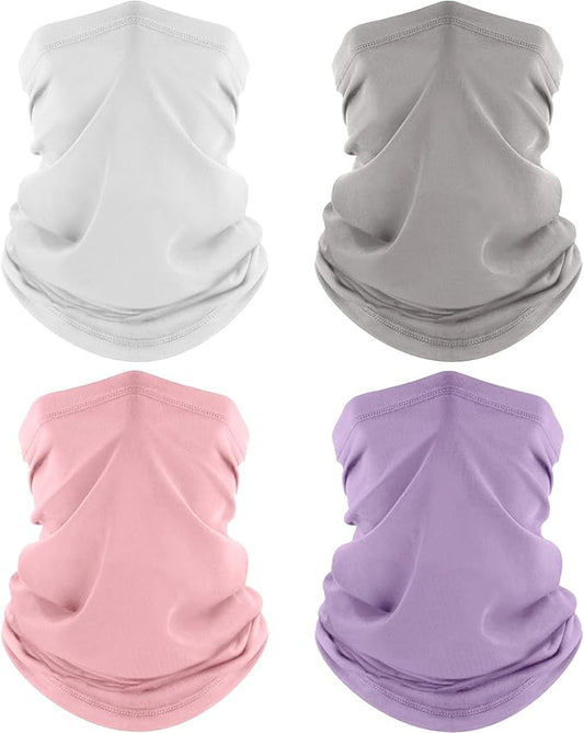 ROXUN 4 Pack Neck Gaiter, Cooling Breathable Face Mask UV Protection Scarf Hiking Bandana for Men/Women