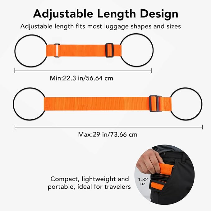 Luggage Connector Straps, Adjustable Elastic Durable Straps for Connecting Luggage Bags to Suitcases, Hands-Free Travel Essential (4PCS Rainbow)