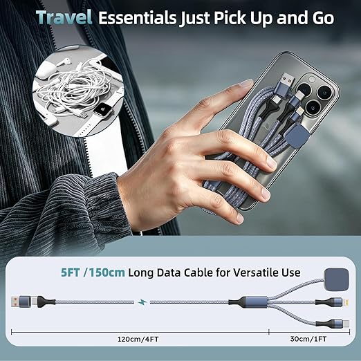 Cruise Essentials 2026, 3 in 2 Multi Charging Cable for iPhone Watch Charger/iPhone 17/IP, iWatch Charger, Travel Camping Essentials Compatible with iWatch 11-2/Ultra/iPhone 17-8,Car (2Pack,5FT)White