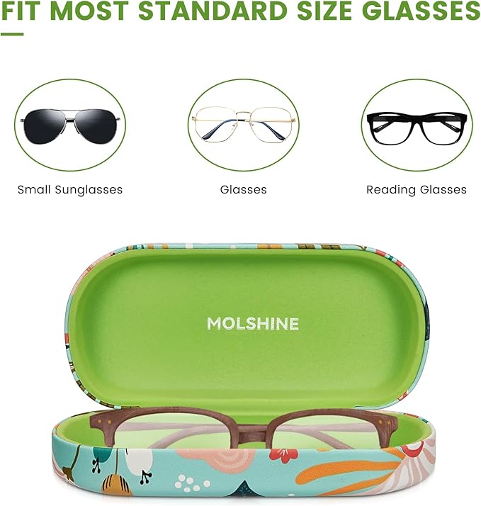 molshine Hard Shell Sunglasses Case,Classic Large Glasses Case for Women Men,Sunglass Eyeglasses