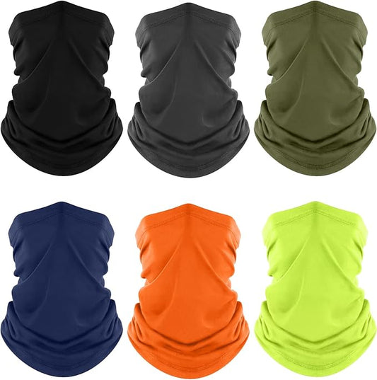 Fuinloth Neck Gaiter, 6 Pack Cooling UV Protection Bandana Face Mask Gator Scarf for Men Women