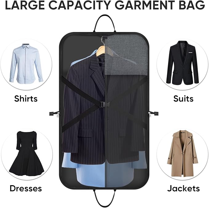BALEINE Travel Garment Bag, Travel Suit Bag for Men, Water Resistant Carry on Garment Bag for Hanging Clothes, Garment Duffel Bag for Travel Business (Grey)