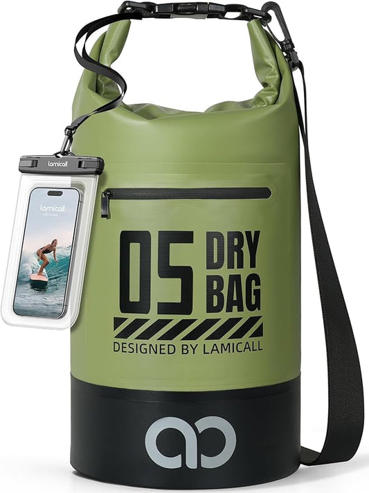 Lamicall Small Dry Bag, Waterproof Bag - [Durable & Floating] 5L/10L/20L/30L/40L Water Proof Bag with Waterproof Phone Pouch, Keeps Gear Dry Sack for Kayak Swim Boat Paddle Boarding Hiking Fishing