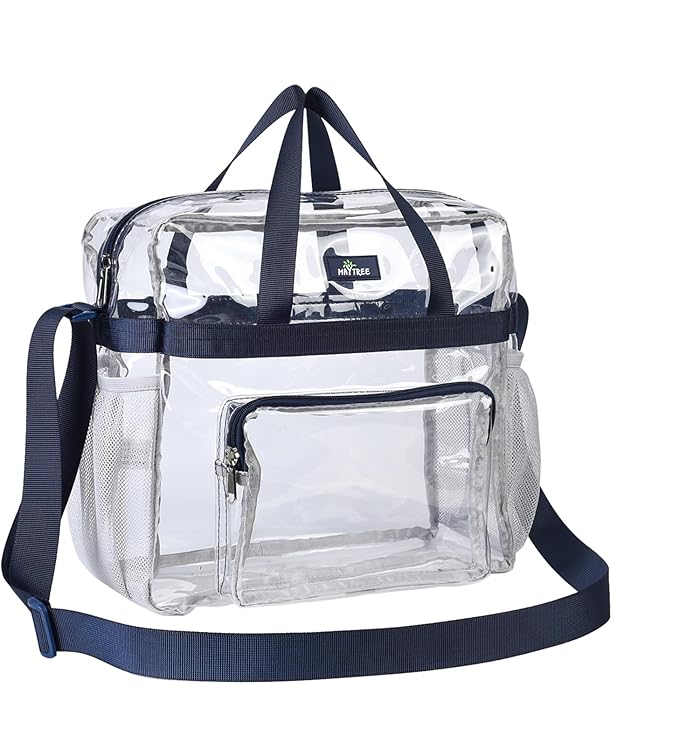 Bagenius Clear Tote Bag Stadium Approved, Game Day Satchel Bag with ‌Non-detachable Reinforced Strap for Concert, Work, Sport