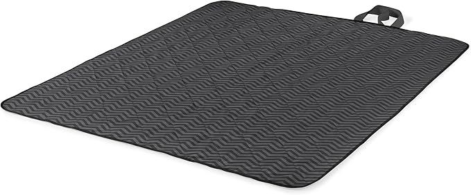 Vista Outdoor Picnic Blanket & Tote, (Waves Collection - Gray with Vista Blue Accents)
