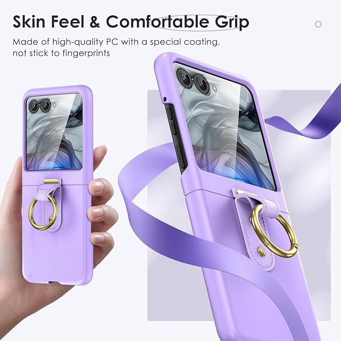 Maxdara for Motorola Razr 2026/2025/2024 Case with Ring [Not Fit Ultra or Plus], Moto Razr 2026 & Razr 2025 Case with Built-in Screen Protector Slim Thin Cover(Purple)
