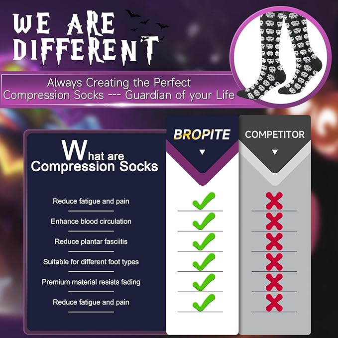 bropite Flora Compression Socks for Women & Men-Knee high 6 Pairs 20-30mmhg Support Running Nurse Travel