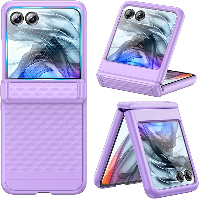 VEGO for Motorola Razr 2026/2025/2024 Phone Case, with Built-in Screen Protector[Anti-Scratch&No-Slip] Full-Body Protective Shockproof Case with Hinge Protection for Moto Razr 2024/2025/2026-Purple