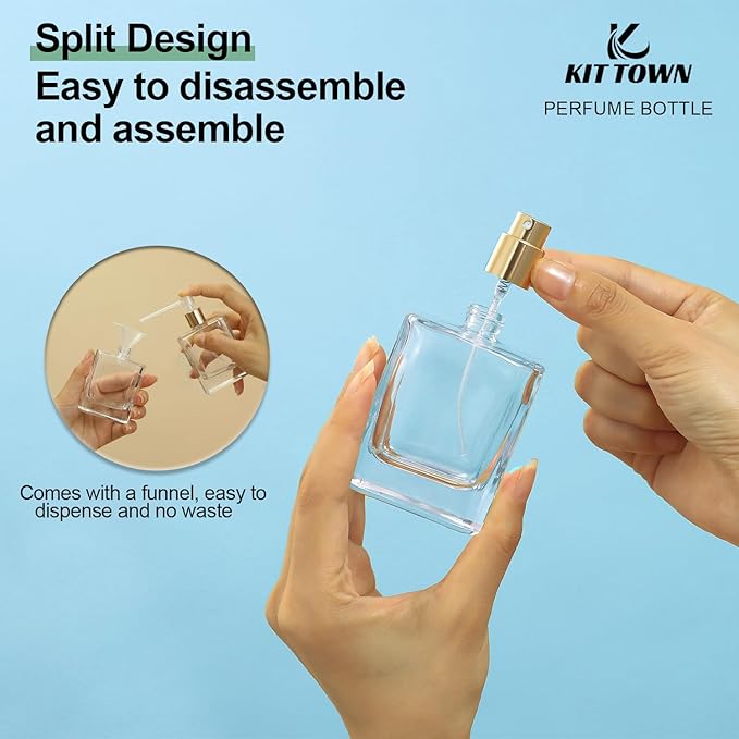 Refillable Perfume Bottle 2 Pack Glass Perfume Spray Bottle 50ml 1.7oz Large Empty Travel Perfume Atomizer Refillable,Replacement Perfume Bottles for Women Men
