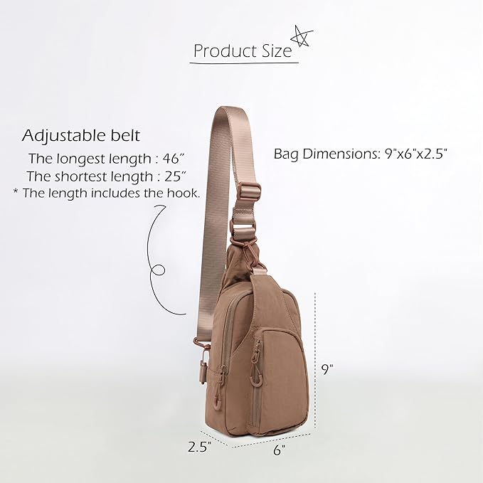 ODODOS Sling Bag with Adjustable Straps Crossbody Chest Bag Lightweight Backpack for Casual Traveling Hiking