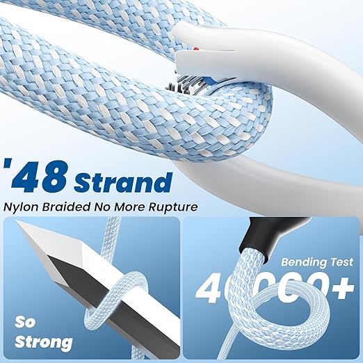 Upgrade 4 in 2 Multi Charging Cable, USB C Cable with 3 X Type-C/IP, Travel Holiday Essentials Phone Charger Cord for iPhone 17/16/15/14, Galaxy, Android (2Pack 5FT)