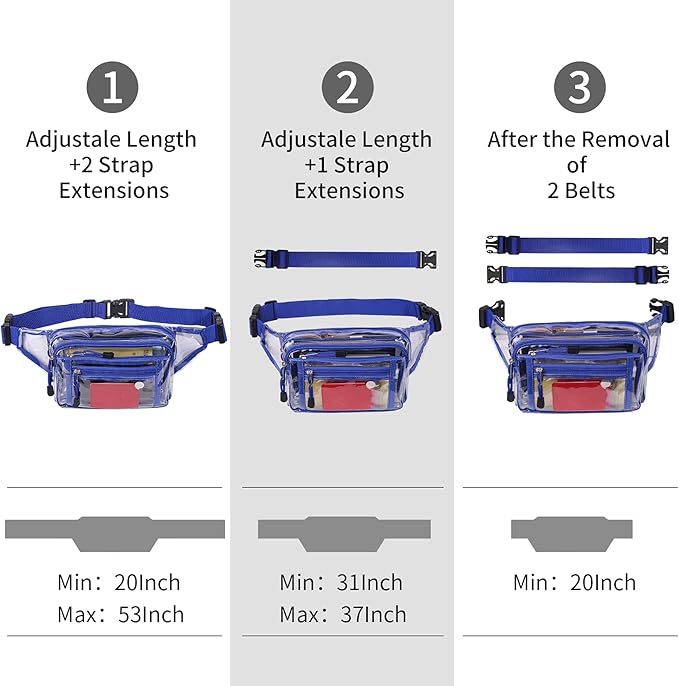 Clear Bag Stadium Approved Clear Fanny Pack for Women for Work,Multi-purpose Waist Bag for Travel & Sporting Event