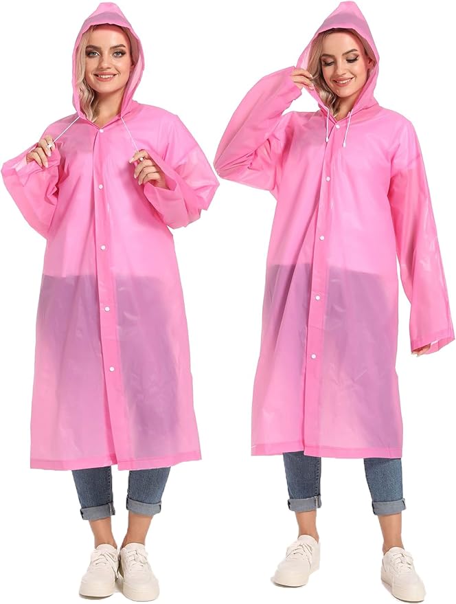 2PCS Rain Ponchos for Adults Reusable Rain Coats for Adults Rain Jackets Raincoats for Men Women