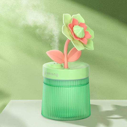 260ml Flower Mini Humidifier, Green Gardenia Desktop Small Humidifiers, Personal Cool Mist Humidification, USB Desk Humidifier for Bedroom, Office, Travel & Indoor Plants