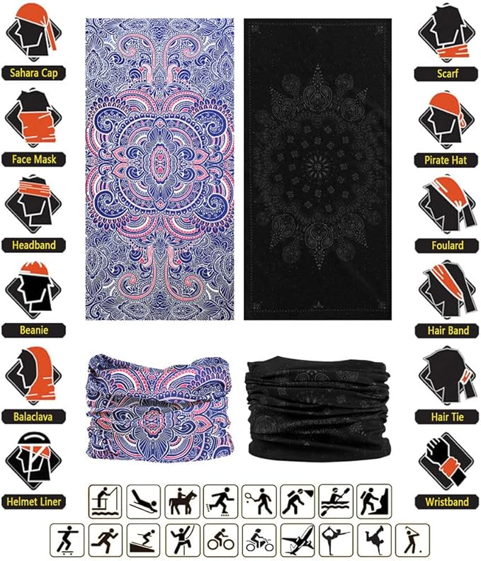 VANCROWN Headband Neck Gaiter Head Wrap Headwear Face Mask Magic Scarf Bandana for Men and Women