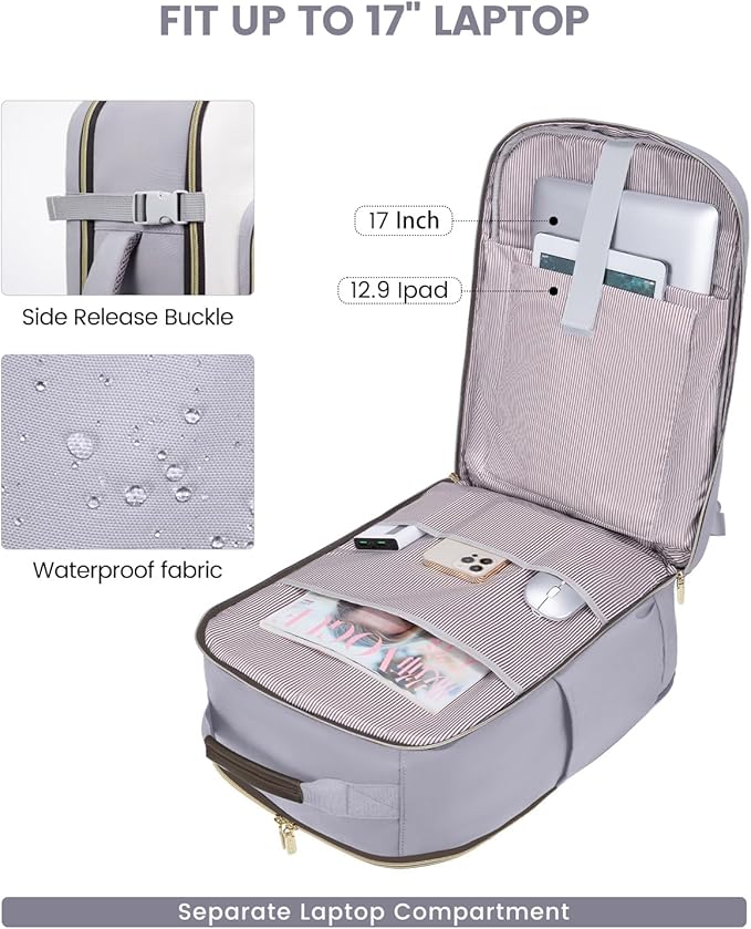 LOVEVOOK Large Travel Backpack for Women & Men, 40L Carry on Backpack for Airplanes, TSA Personal Item Travel Bag fits 17" Laptop, Waterproof Travel Essentials Airline Approved with 3 Packing Cubes