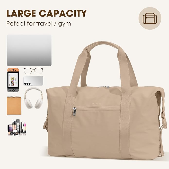 Women's Weekender bag Travel Duffel Bag with Shoe Compartment 21-inch Airline-Approved Carry-On, 2-Piece Overnight Bag Set Personal Item Luggage