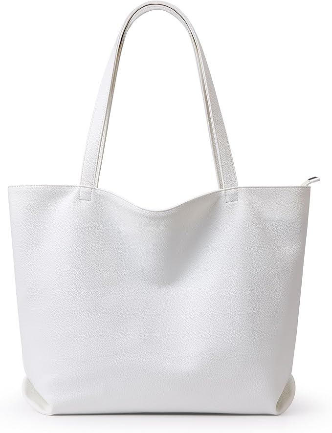 WLLWOO Soft Vegan Leather Tote Bag for Women Large Casual Hobo Handbags Zipper Shoulder Work Daily Weekender Travel Purse