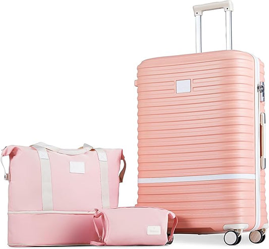 Joyway 28 Inch Large Luggage Hardside Suitcase with Spinner Wheel, Lightweight 3 Piece Suitcase Set with TSA Lock(Pink)