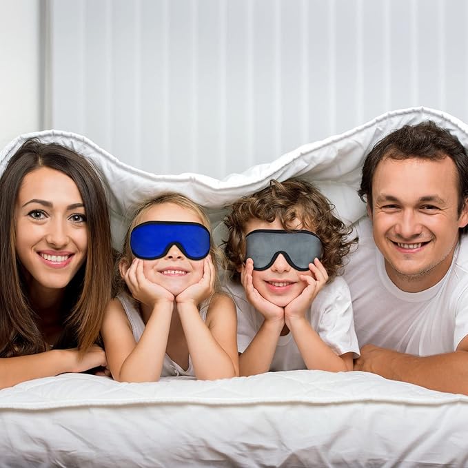 2 Pieces 3D Sleep Mask for Kids Memory Foam Contoured Eye Mask, Travel Sleep Eye Cover with Adjustable Strap, 3D Blindfolds(Blue and Gray)